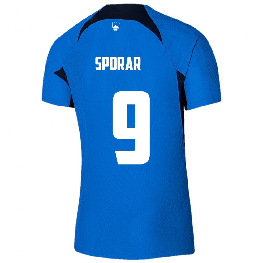 Kinder Slowenien Andraz Sporar #9 Blau Auswärtstrikot Trikot 24-26 T-Shirt Belgien