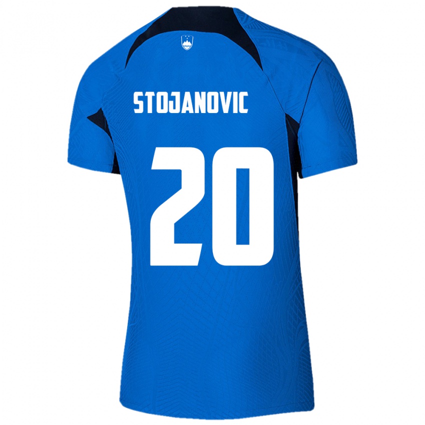 Kinderen Slovenië Petar Stojanović #20 Blauw Uitshirt Uittenue 24-26 T-Shirt België