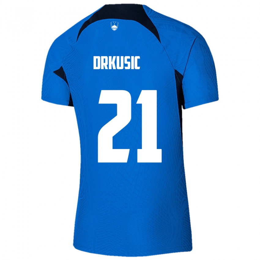 Enfant Maillot Slovénie Vanja Drkusic #21 Bleu Tenues Extérieur 24-26 T-Shirt Belgique