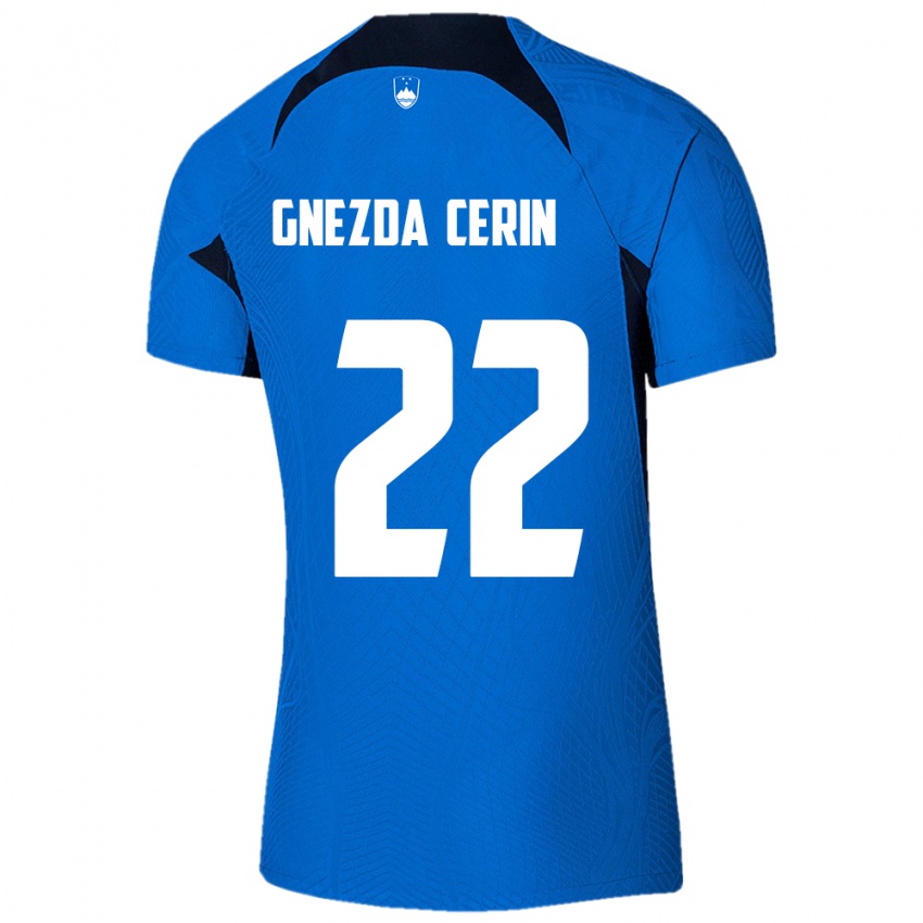 Enfant Maillot Slovénie Adam Gnezda Cerin #22 Bleu Tenues Extérieur 24-26 T-Shirt Belgique