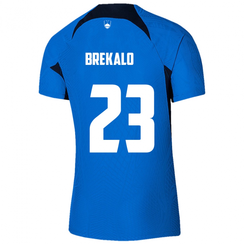 Kinder Slowenien David Brekalo #23 Blau Auswärtstrikot Trikot 24-26 T-Shirt Belgien