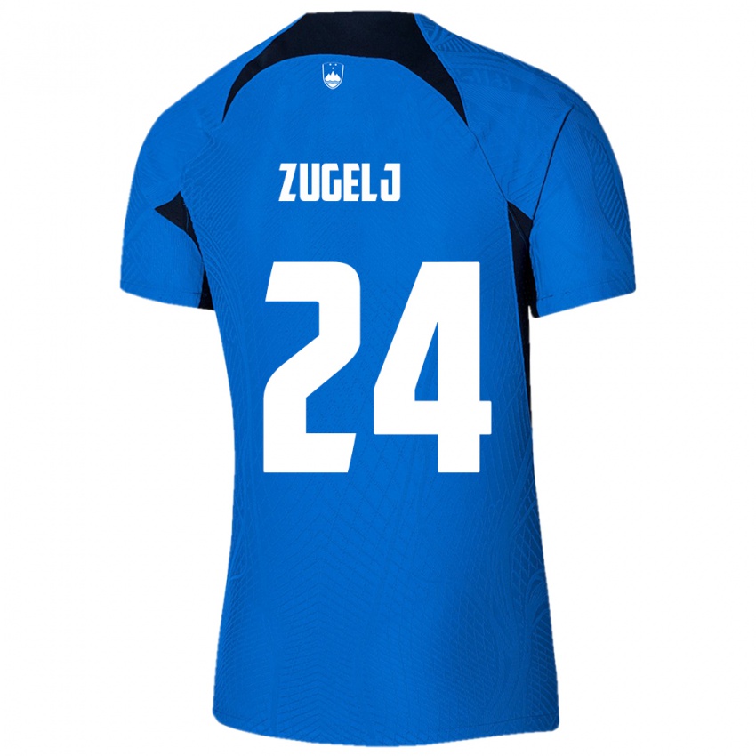 Kinder Slowenien Nino Zugelj #24 Blau Auswärtstrikot Trikot 24-26 T-Shirt Belgien