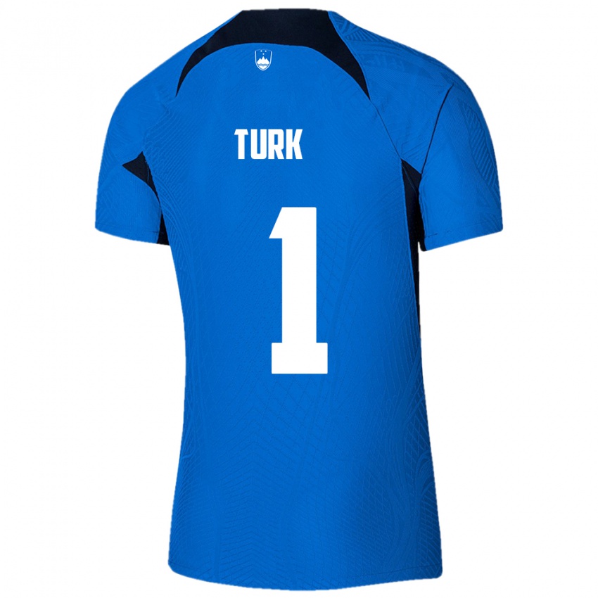 Enfant Maillot Slovénie Martin Turk #1 Bleu Tenues Extérieur 24-26 T-Shirt Belgique