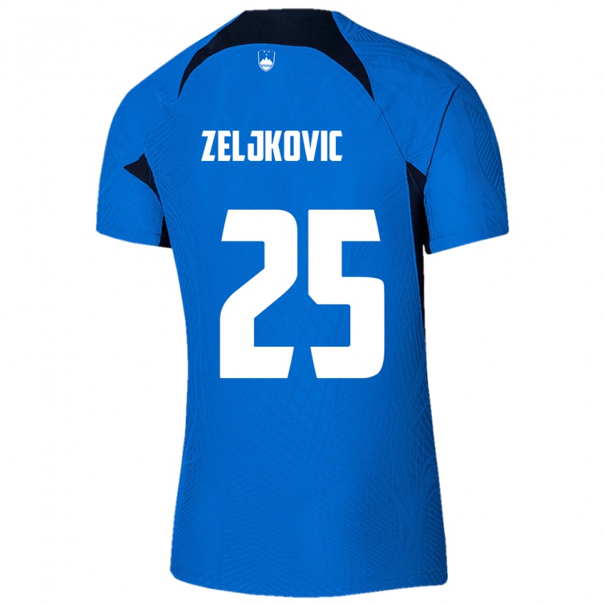 Kinderen Slovenië Adrian Zeljkovic #25 Blauw Uitshirt Uittenue 24-26 T-Shirt België