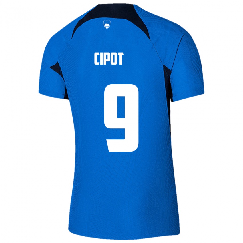 Enfant Maillot Slovénie Tio Cipot #9 Bleu Tenues Extérieur 24-26 T-Shirt Belgique