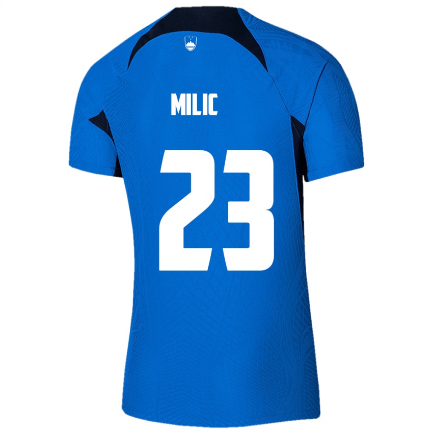 Kinderen Slovenië Nino Milic #23 Blauw Uitshirt Uittenue 24-26 T-Shirt België