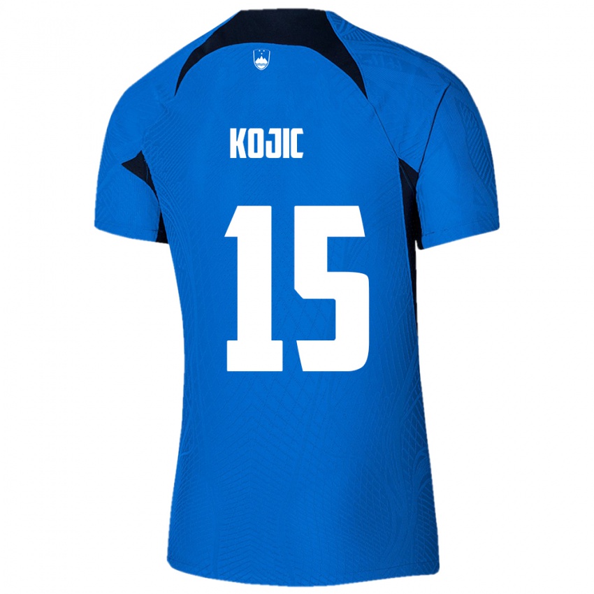 Kinderen Slovenië Dino Kojic #15 Blauw Uitshirt Uittenue 24-26 T-Shirt België