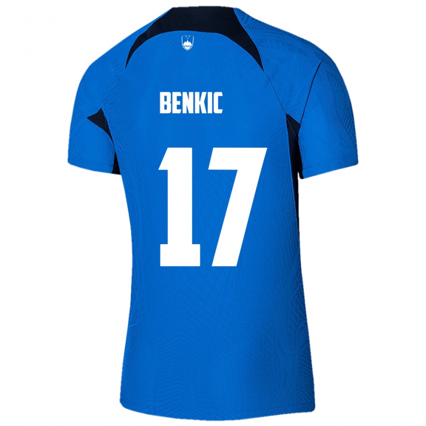 Kinderen Slovenië Kevin Benkic #17 Blauw Uitshirt Uittenue 24-26 T-Shirt België