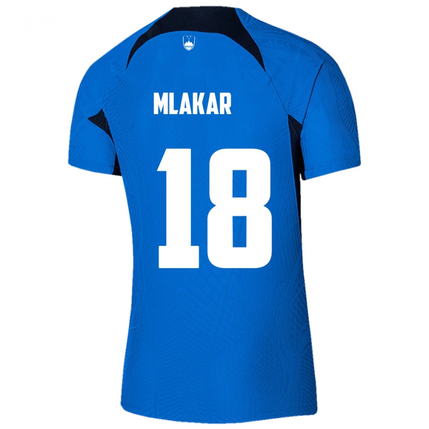 Enfant Maillot Slovénie Luka Mlakar #18 Bleu Tenues Extérieur 24-26 T-Shirt Belgique