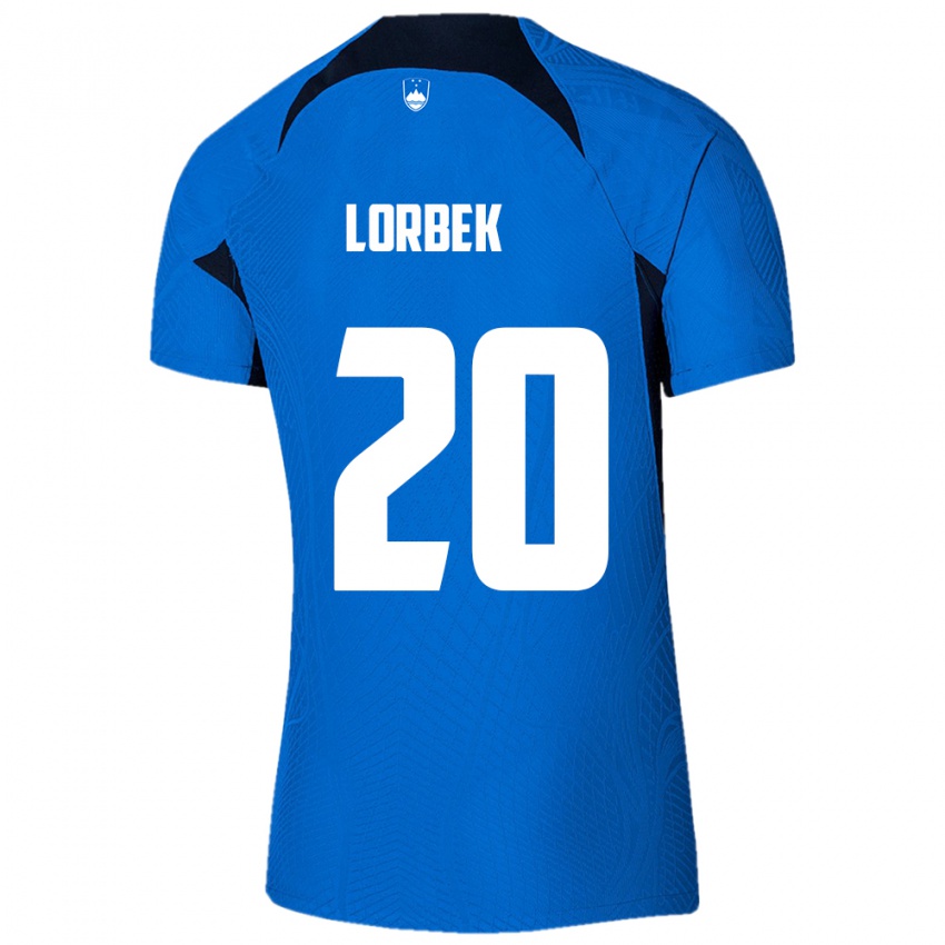 Kinderen Slovenië Anej Lorbek #20 Blauw Uitshirt Uittenue 24-26 T-Shirt België