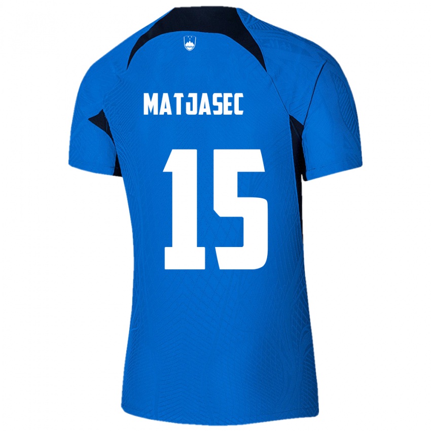 Enfant Maillot Slovénie Miha Matjasec #15 Bleu Tenues Extérieur 24-26 T-Shirt Belgique