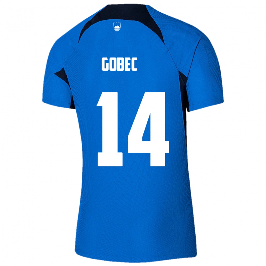 Kinder Slowenien Stijan Gobec #14 Blau Auswärtstrikot Trikot 24-26 T-Shirt Belgien