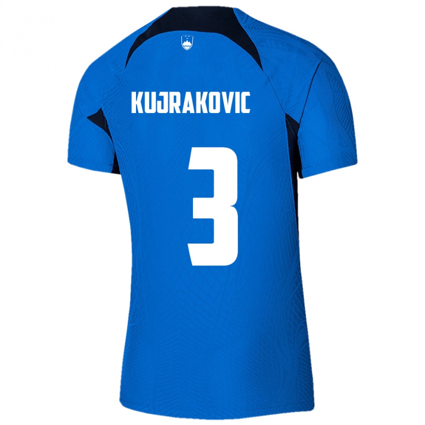 Enfant Maillot Slovénie Minel Kujrakovic #3 Bleu Tenues Extérieur 24-26 T-Shirt Belgique