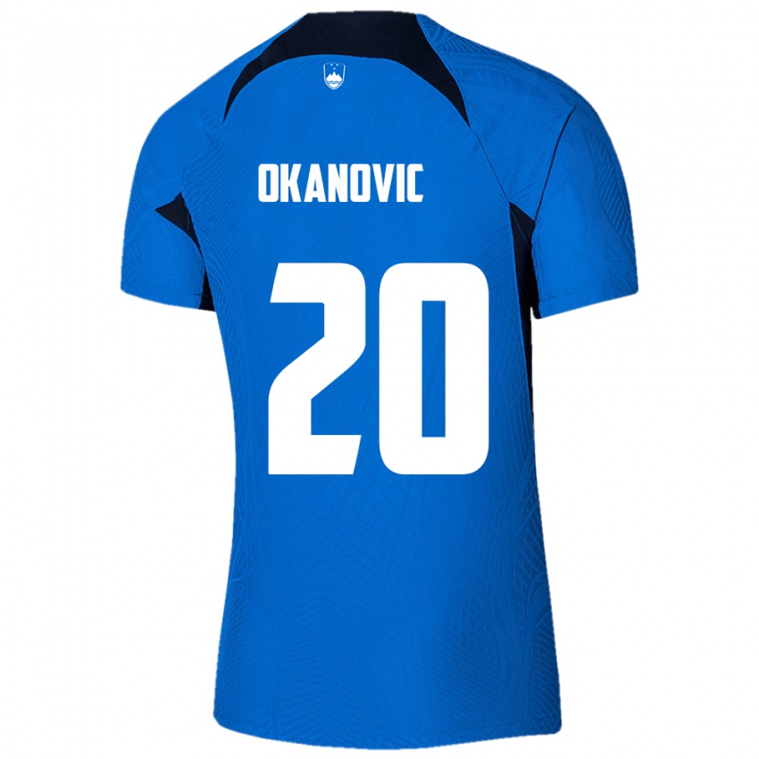 Enfant Maillot Slovénie Deen Okanovic #20 Bleu Tenues Extérieur 24-26 T-Shirt Belgique