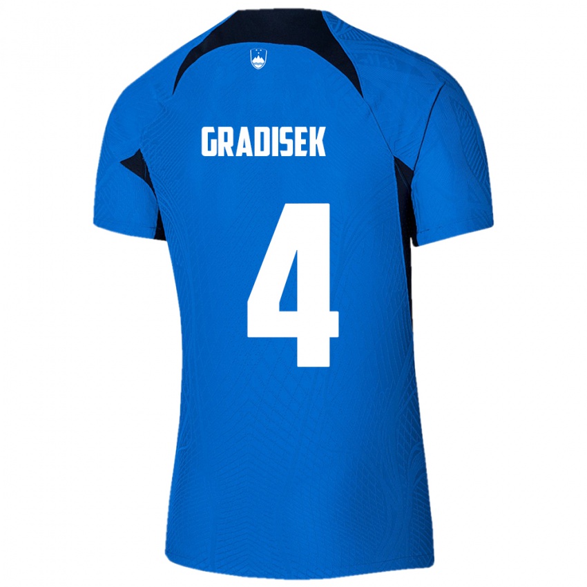 Kinder Slowenien Sara Gradišek #4 Blau Auswärtstrikot Trikot 24-26 T-Shirt Belgien