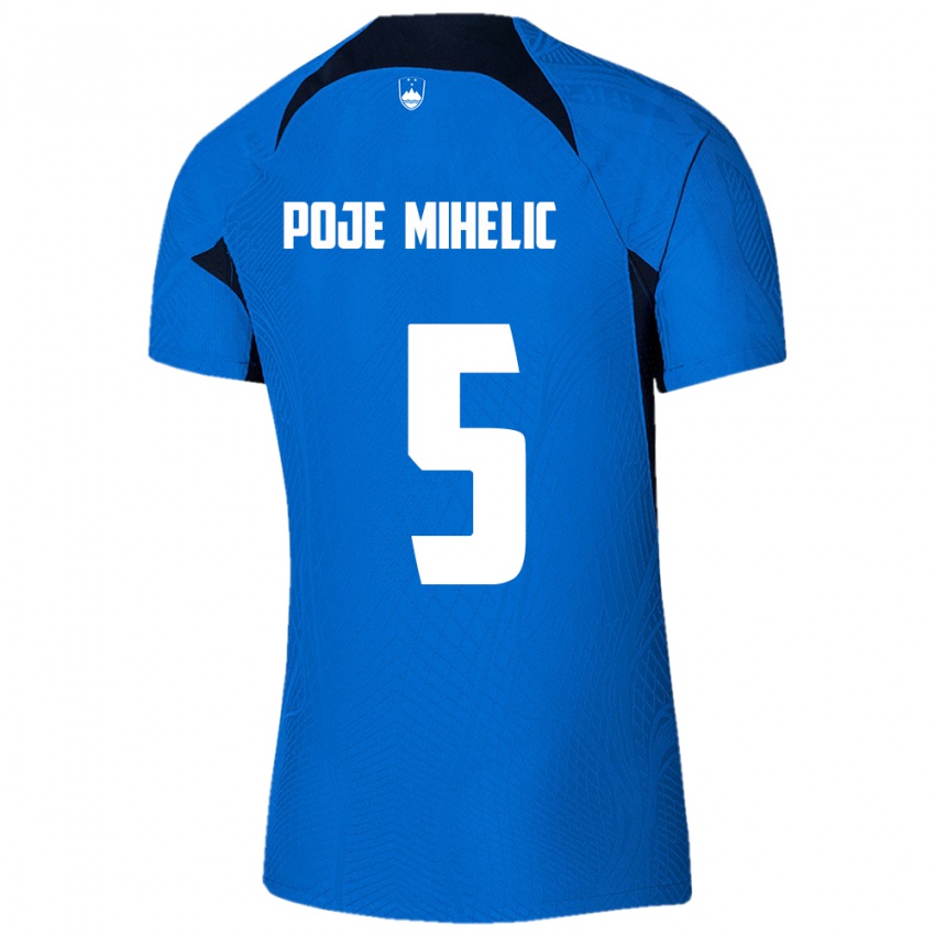 Enfant Maillot Slovénie Naja Poje Mihelič #5 Bleu Tenues Extérieur 24-26 T-Shirt Belgique