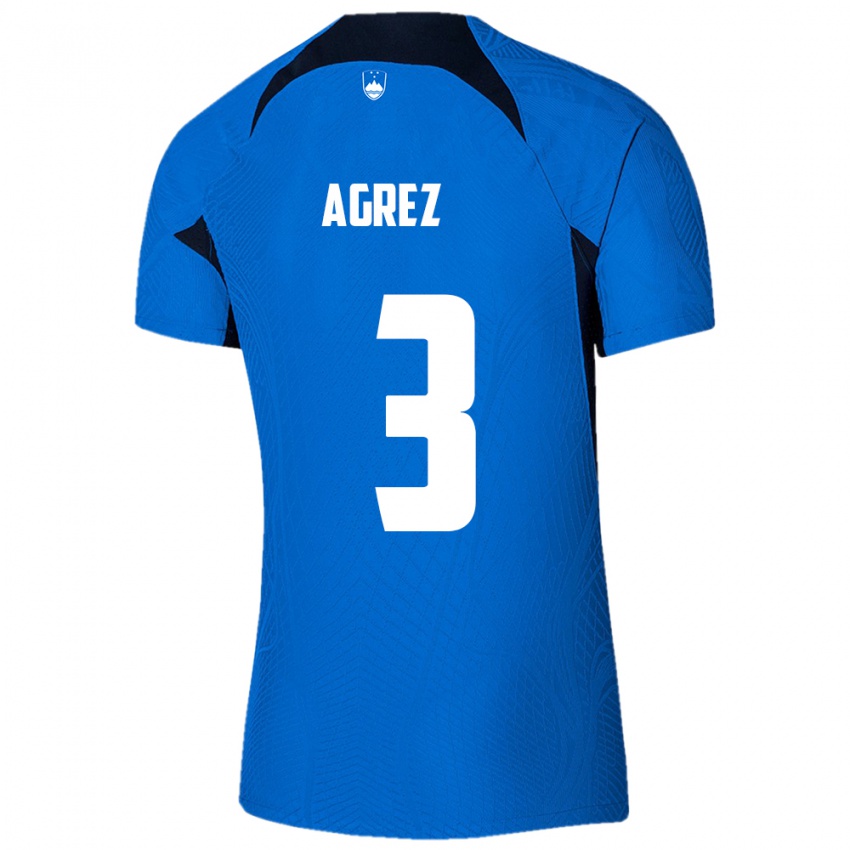 Kinder Slowenien Sara Agrež #3 Blau Auswärtstrikot Trikot 24-26 T-Shirt Belgien