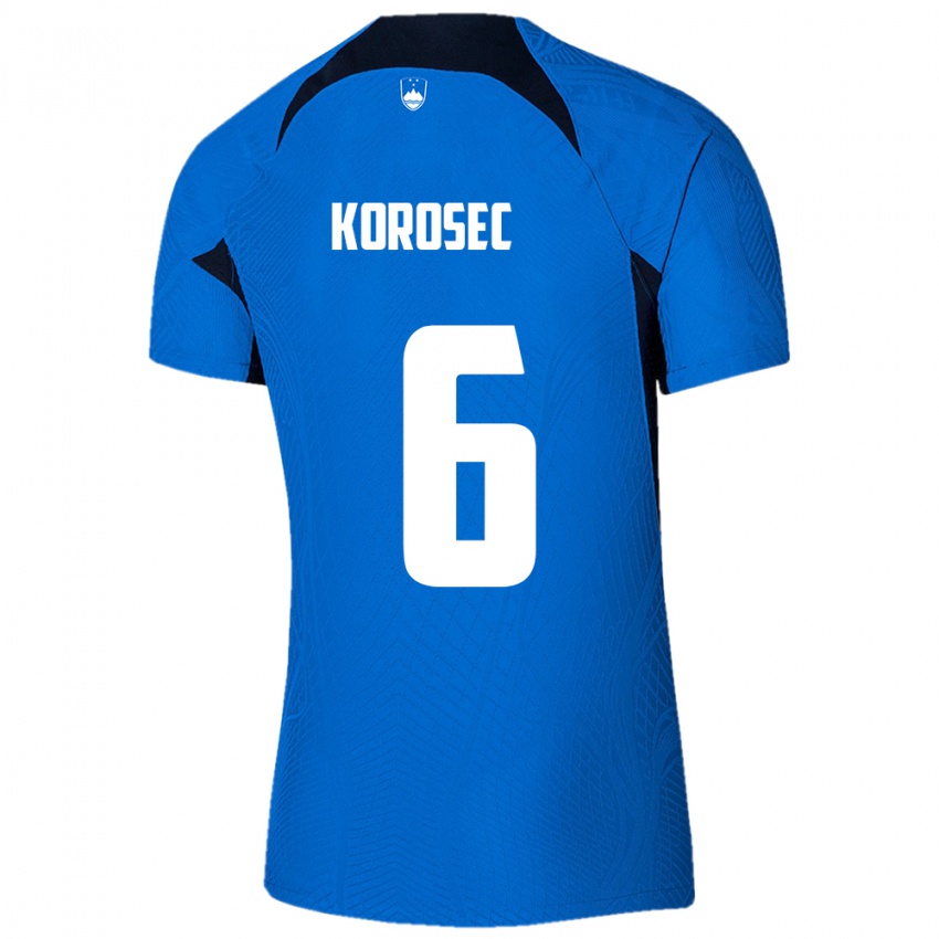 Kinder Slowenien Kaja Korošec #6 Blau Auswärtstrikot Trikot 24-26 T-Shirt Belgien