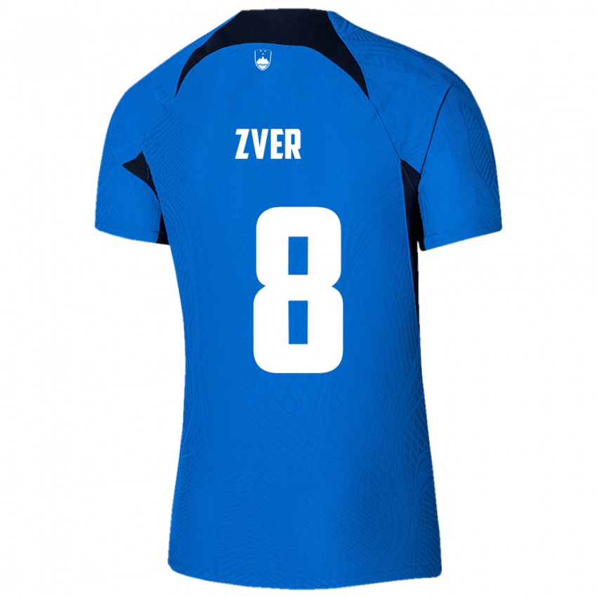 Kinder Slowenien Mateja Zver #8 Blau Auswärtstrikot Trikot 24-26 T-Shirt Belgien