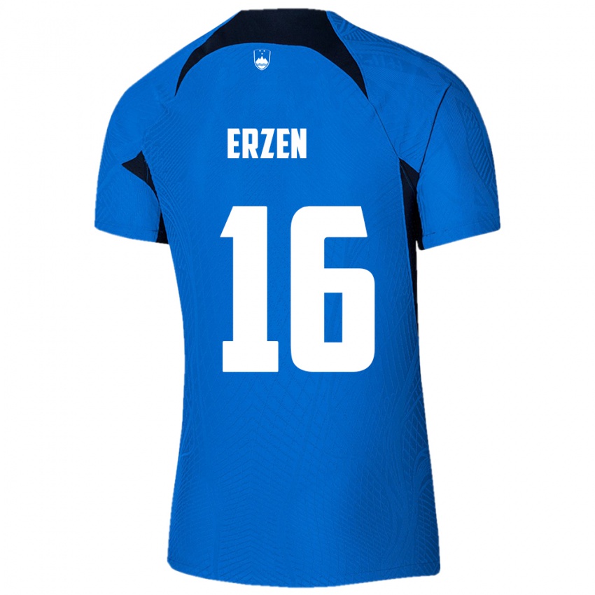 Kinder Slowenien Kaja Eržen #16 Blau Auswärtstrikot Trikot 24-26 T-Shirt Belgien