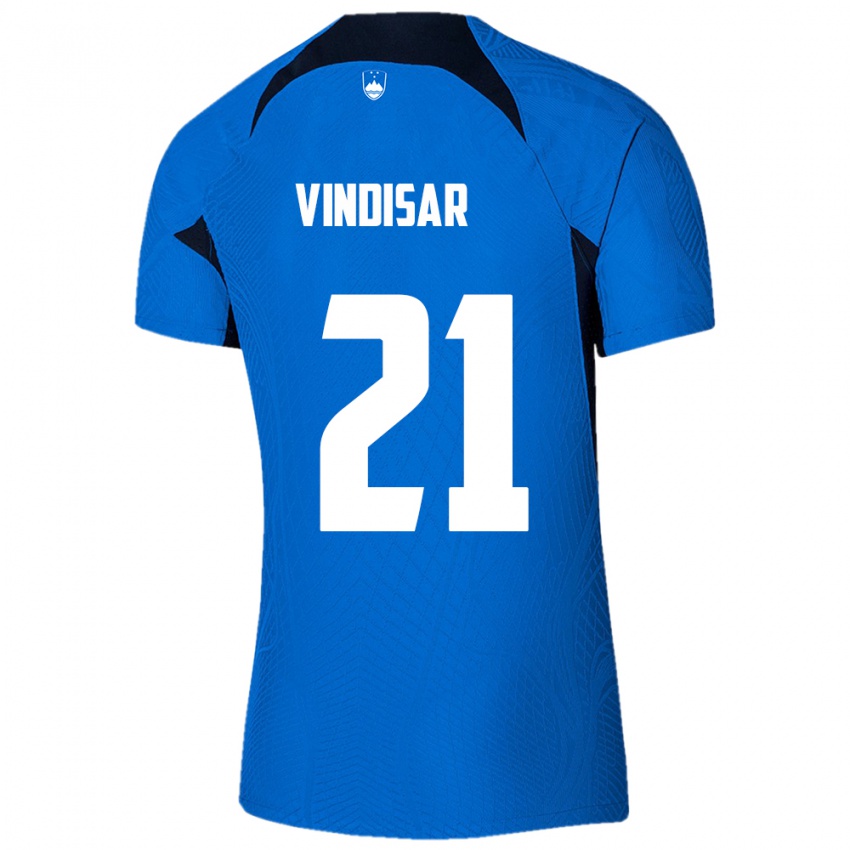 Kinder Slowenien Zala Vindišar #21 Blau Auswärtstrikot Trikot 24-26 T-Shirt Belgien