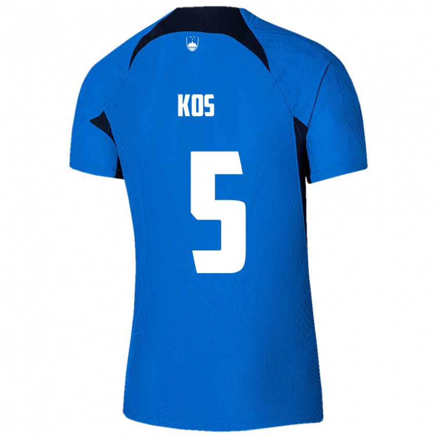 Kinder Slowenien Evelina Kos #5 Blau Auswärtstrikot Trikot 24-26 T-Shirt Belgien