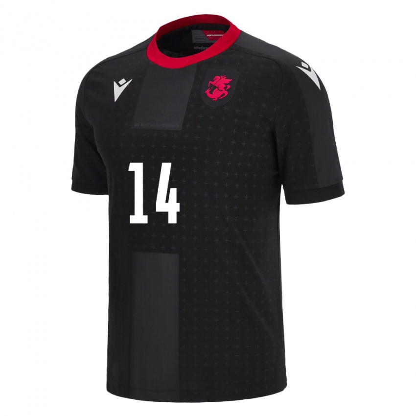 Kinder Georgien Alexandre Kutateladze #14 Schwarz Auswärtstrikot Trikot 24-26 T-Shirt Belgien