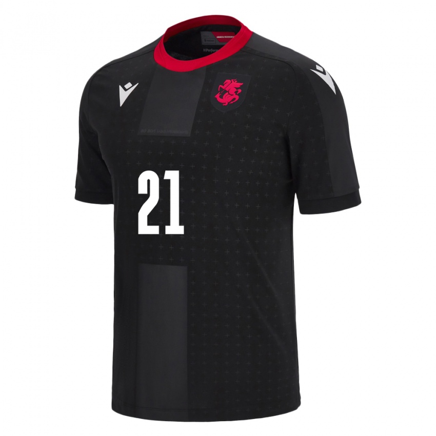 Kinder Georgien Mariam Kalandadze #21 Schwarz Auswärtstrikot Trikot 24-26 T-Shirt Belgien