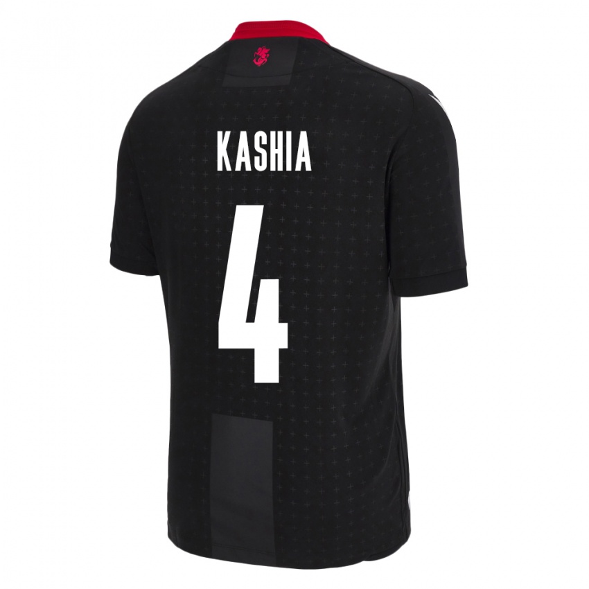 Kinder Georgien Guram Kashia #4 Schwarz Auswärtstrikot Trikot 24-26 T-Shirt Belgien