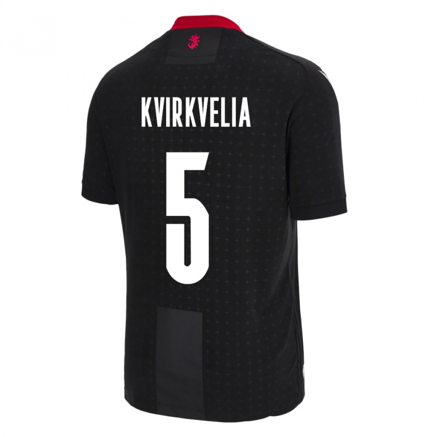 Kinder Georgien Solomon Kvirkvelia #5 Schwarz Auswärtstrikot Trikot 24-26 T-Shirt Belgien