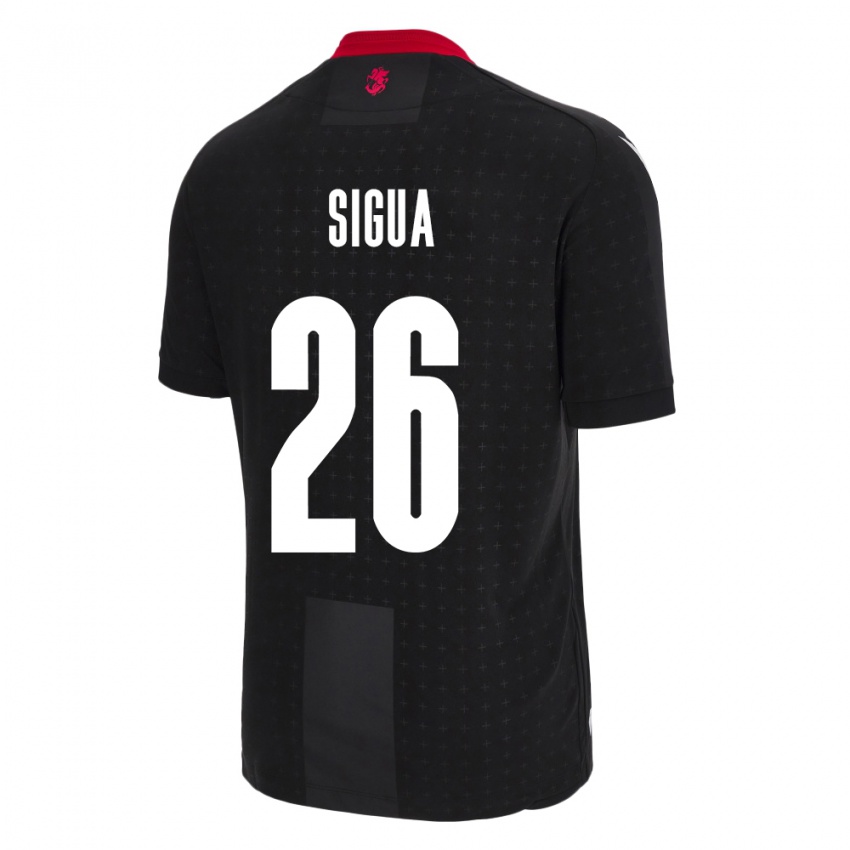 Kinder Georgien Gabriel Sigua #26 Schwarz Auswärtstrikot Trikot 24-26 T-Shirt Belgien