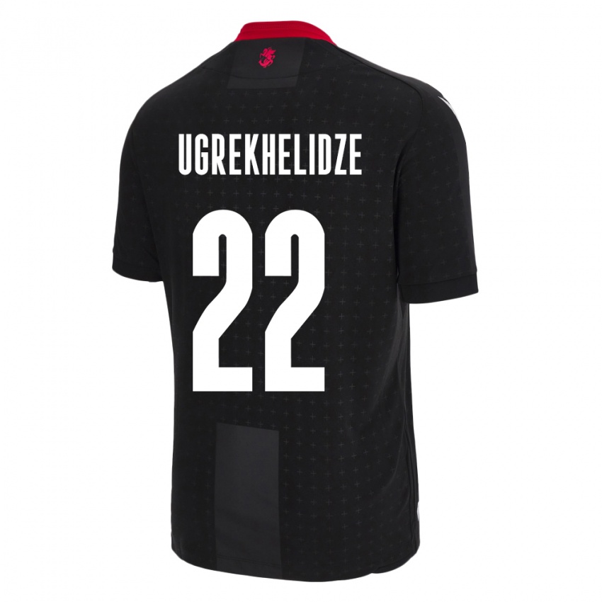 Kinder Georgien Nikoloz Ugrekhelidze #22 Schwarz Auswärtstrikot Trikot 24-26 T-Shirt Belgien