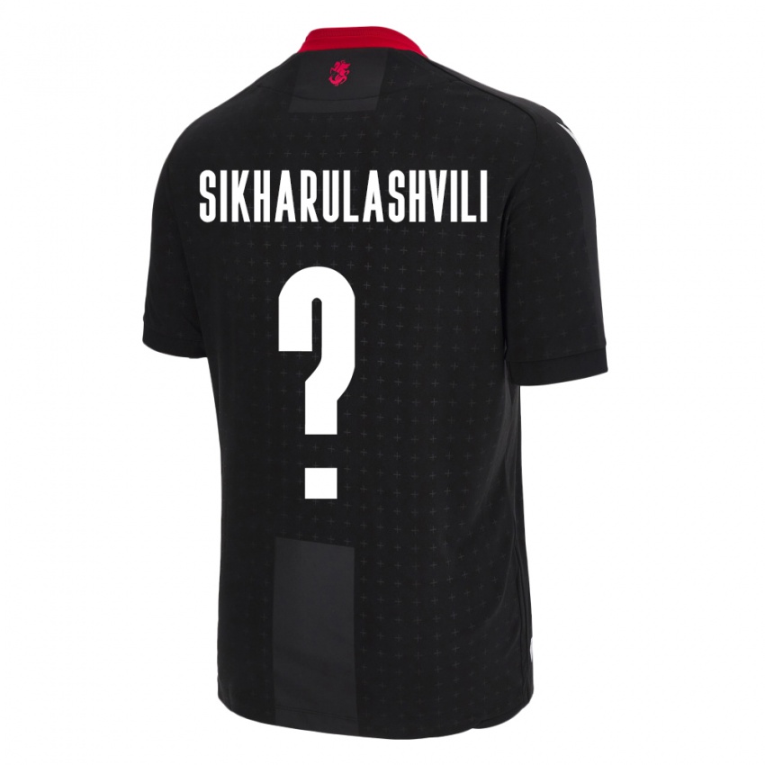 Kinder Georgien Nika Sikharulashvili #0 Schwarz Auswärtstrikot Trikot 24-26 T-Shirt Belgien