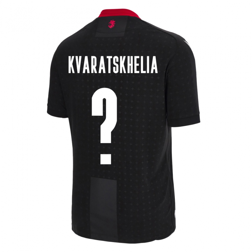 Kinder Georgien Lasha Kvaratskhelia #0 Schwarz Auswärtstrikot Trikot 24-26 T-Shirt Belgien