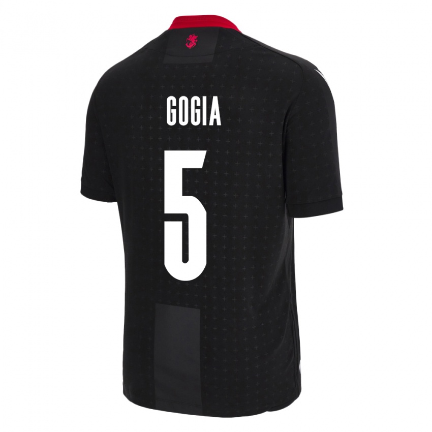 Kinder Georgien Gigi Gogia #5 Schwarz Auswärtstrikot Trikot 24-26 T-Shirt Belgien