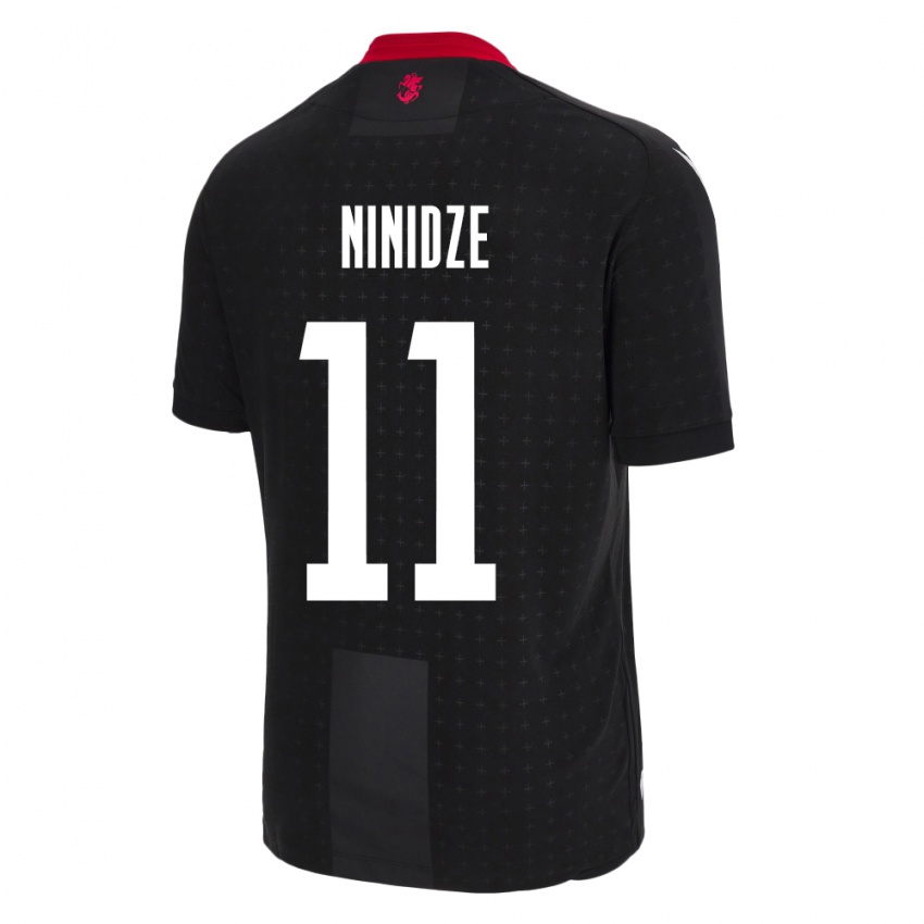 Kinder Georgien Nikoloz Ninidze #11 Schwarz Auswärtstrikot Trikot 24-26 T-Shirt Belgien