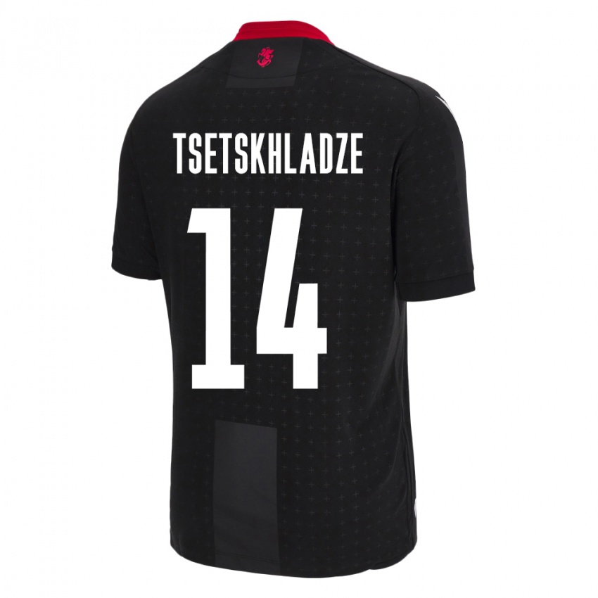 Kinder Georgien Nikoloz Tsetskhladze #14 Schwarz Auswärtstrikot Trikot 24-26 T-Shirt Belgien