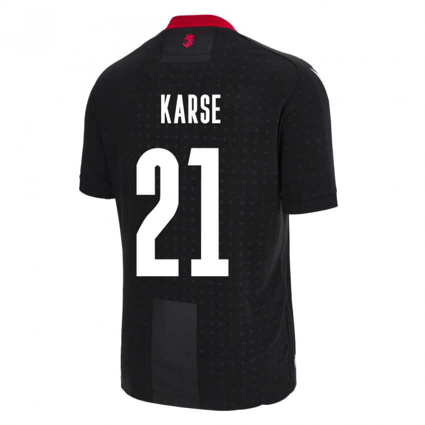 Kinder Georgien Karse #21 Schwarz Auswärtstrikot Trikot 24-26 T-Shirt Belgien