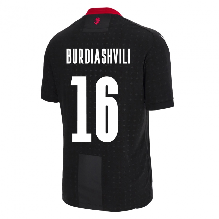 Kinder Georgien Beka Burdiashvili #16 Schwarz Auswärtstrikot Trikot 24-26 T-Shirt Belgien