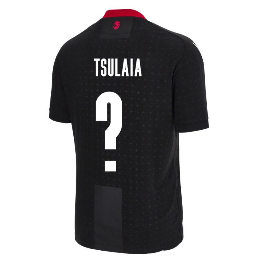 Kinder Georgien Luka Tsulaia #0 Schwarz Auswärtstrikot Trikot 24-26 T-Shirt Belgien