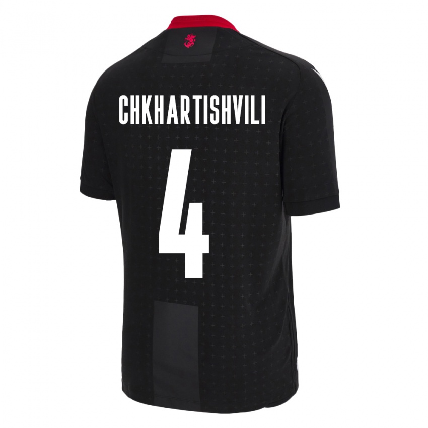 Kinder Georgien Nino Chkhartishvili #4 Schwarz Auswärtstrikot Trikot 24-26 T-Shirt Belgien