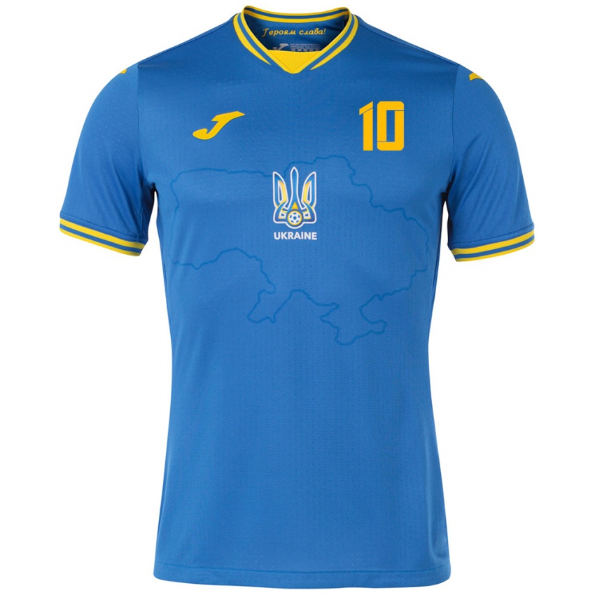 Kinderen Oekraïne Yegor Yarmolyuk #10 Blauw Uitshirt Uittenue 24-26 T-Shirt België