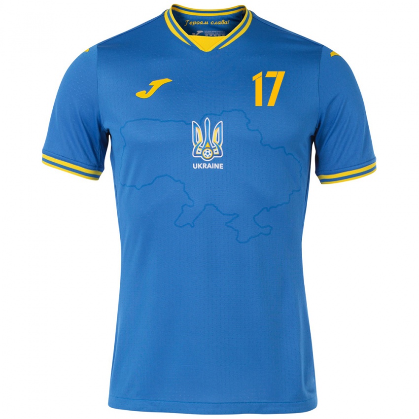 Kinder Ukraine Daryna Apanashchenko #17 Blau Auswärtstrikot Trikot 24-26 T-Shirt Belgien