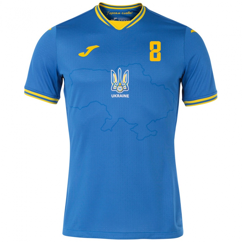 Kinder Ukraine Tetyana Kitayeva #8 Blau Auswärtstrikot Trikot 24-26 T-Shirt Belgien