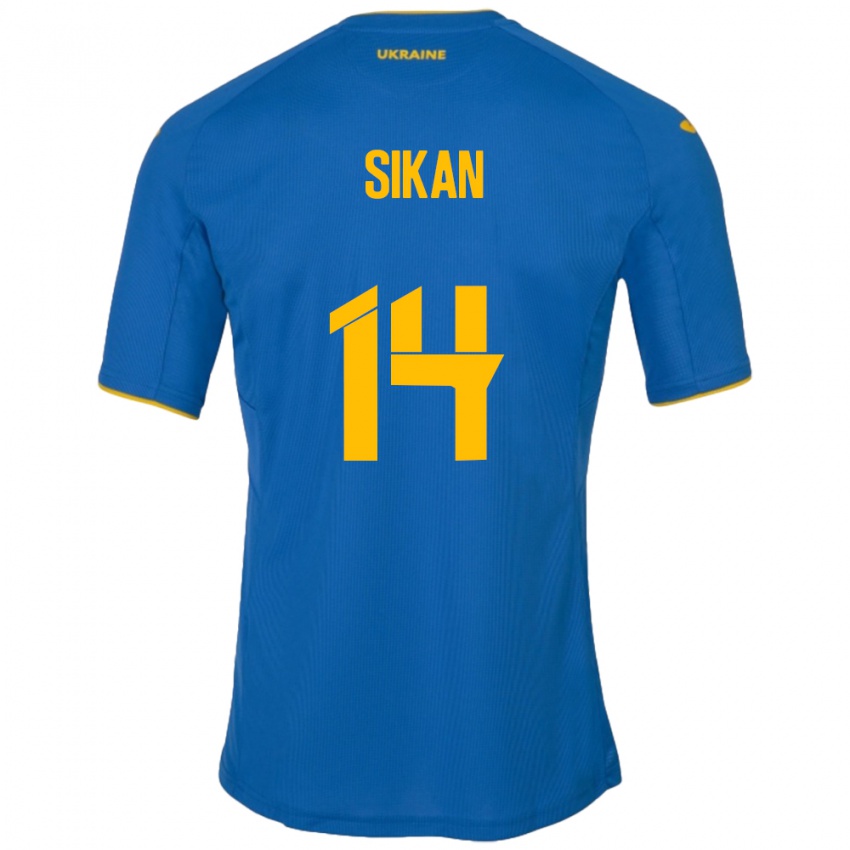 Kinder Ukraine Danylo Sikan #14 Blau Auswärtstrikot Trikot 24-26 T-Shirt Belgien