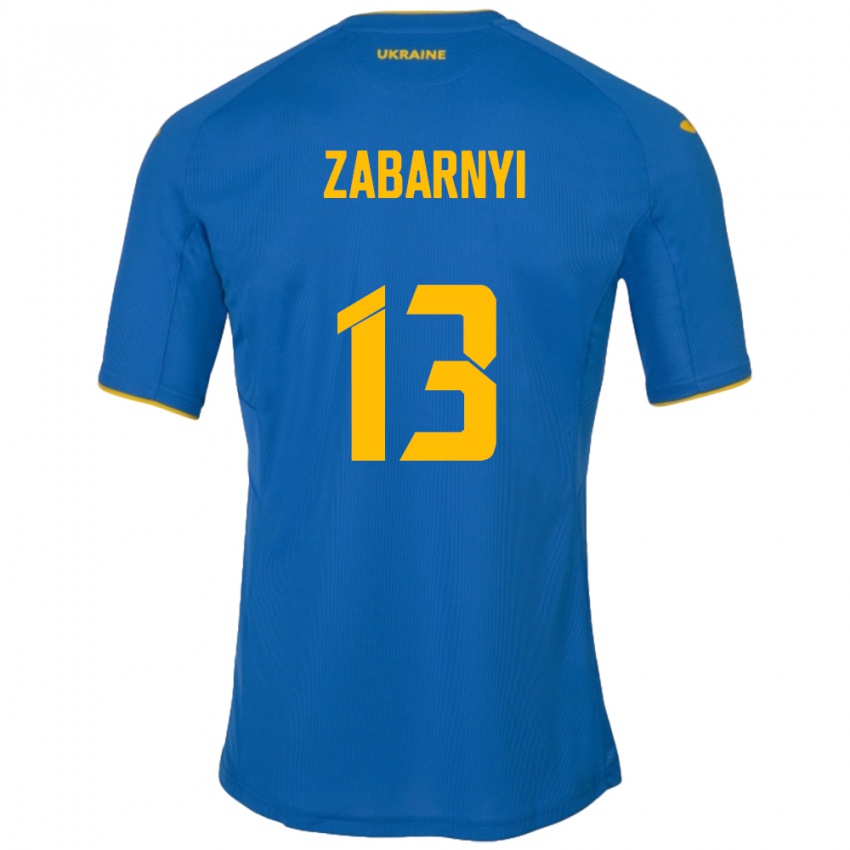 Kinder Ukraine Ilya Zabarnyi #13 Blau Auswärtstrikot Trikot 24-26 T-Shirt Belgien