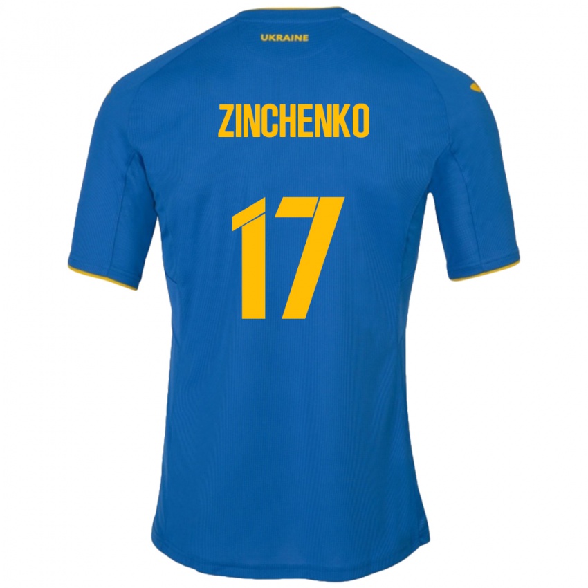 Kinderen Oekraïne Oleksandr Zinchenko #17 Blauw Uitshirt Uittenue 24-26 T-Shirt België