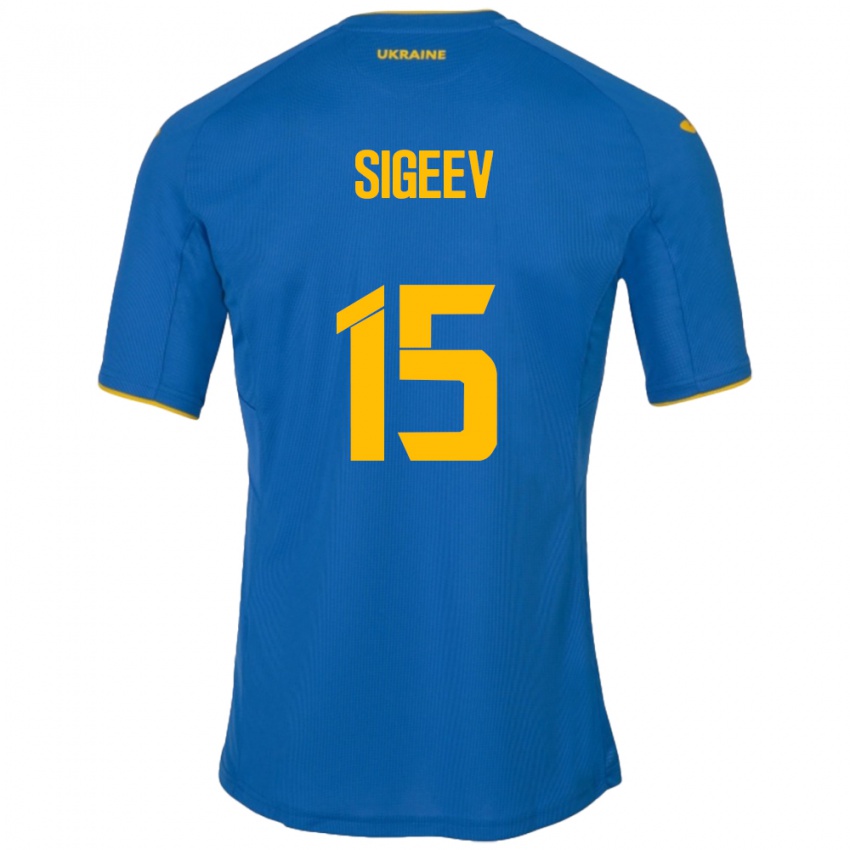 Kinderen Oekraïne Kyrylo Sigeev #15 Blauw Uitshirt Uittenue 24-26 T-Shirt België