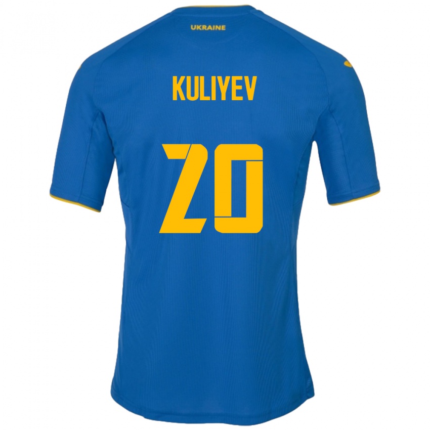 Kinder Ukraine Eldar Kuliyev #20 Blau Auswärtstrikot Trikot 24-26 T-Shirt Belgien