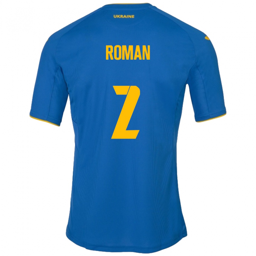 Kinder Ukraine Vitaliy Roman #2 Blau Auswärtstrikot Trikot 24-26 T-Shirt Belgien